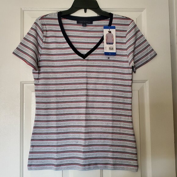 Tommy Hilfiger Striped Shirt Women’s Size Large - Picture 1 of 4